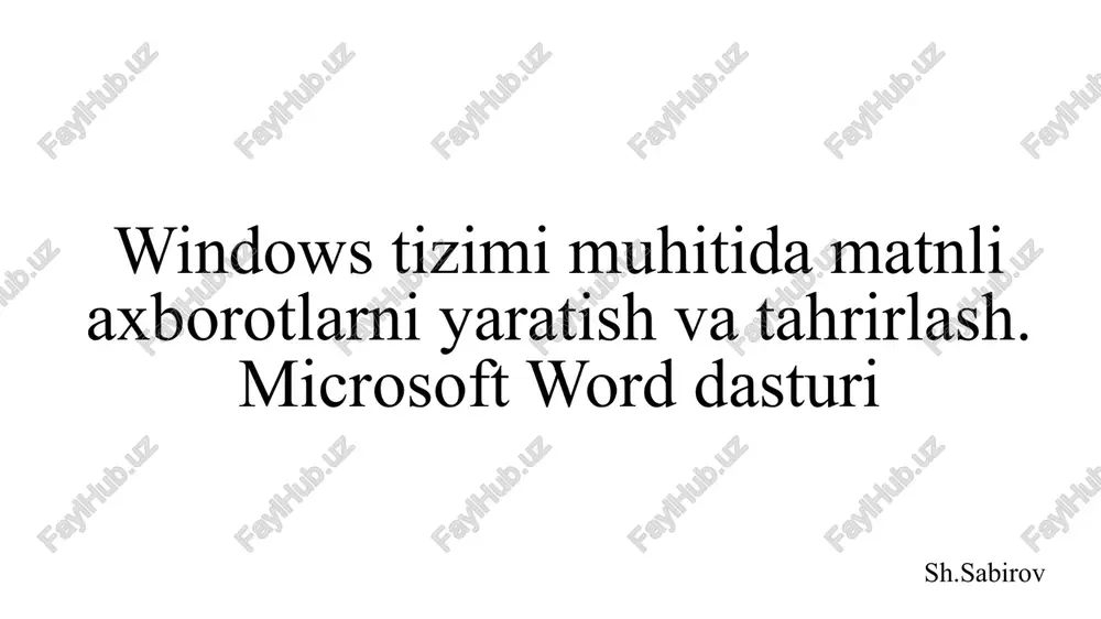 microsoft office dasturiy ilovalari — PPTX