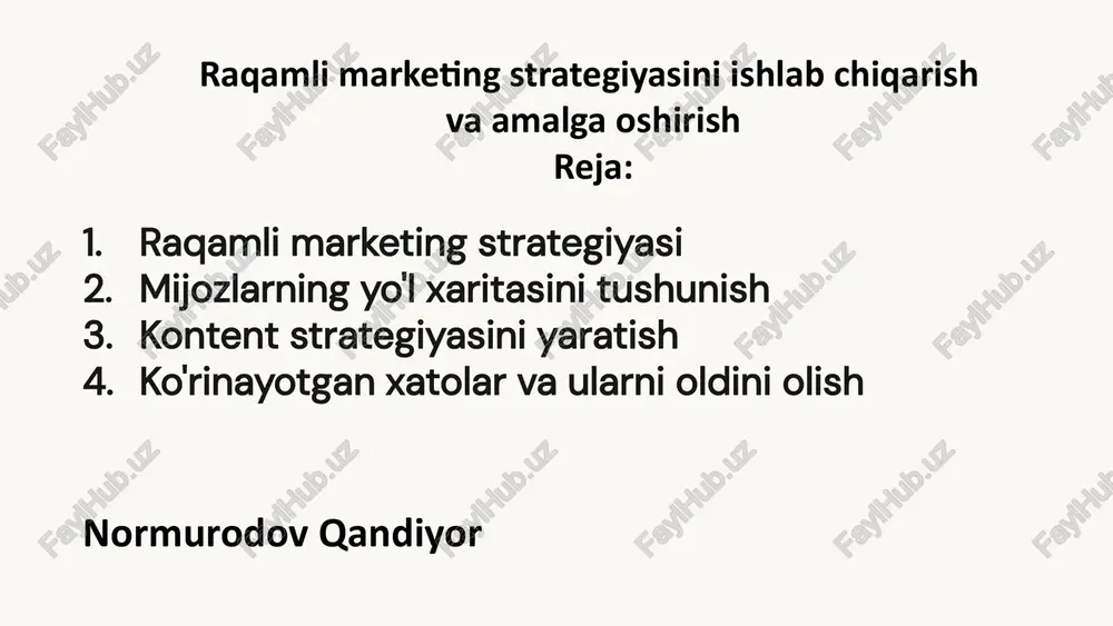 raqamli marketing strategiyasi — PPTX