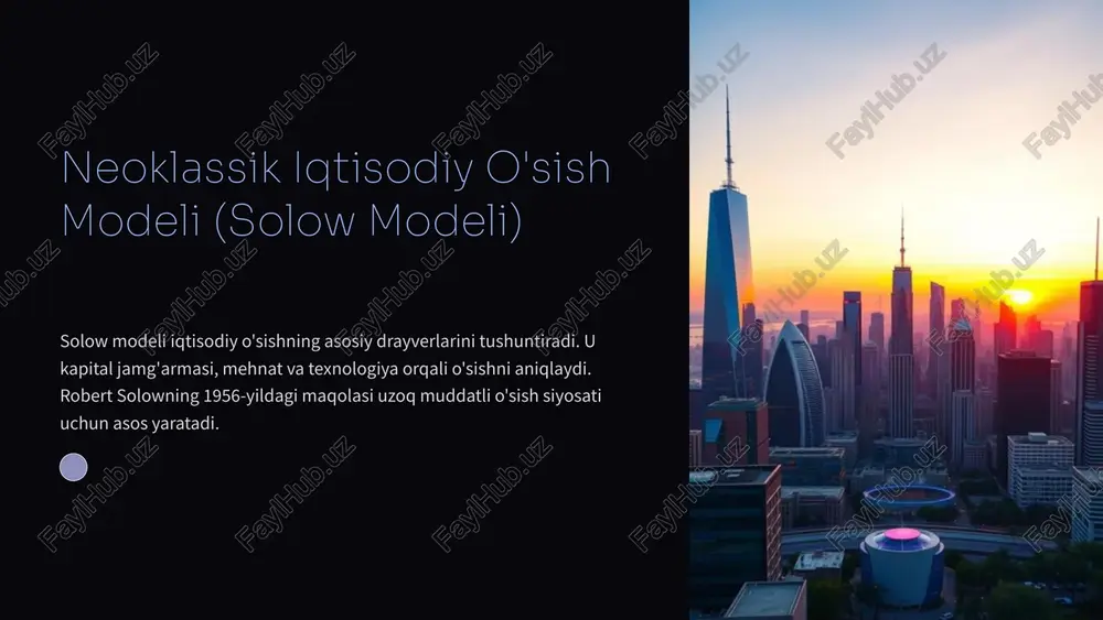 neoklassik iqtisodiy o'sish modeli (solow modeli) — PPTX