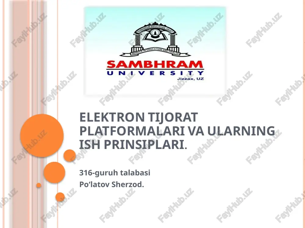 elektron tijorat platformalari va ularning ish prinsiplari — PPTX