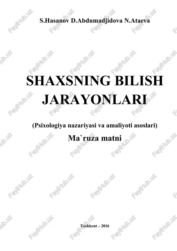 shaxsning bilish jarayonlari — DOCX