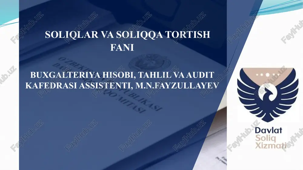 soliqlar va soliqqa tortish — PPTX
