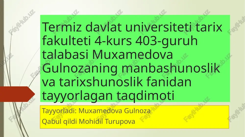 mustaqillik yillarida tarix fanini rivojlanishi — PPTX