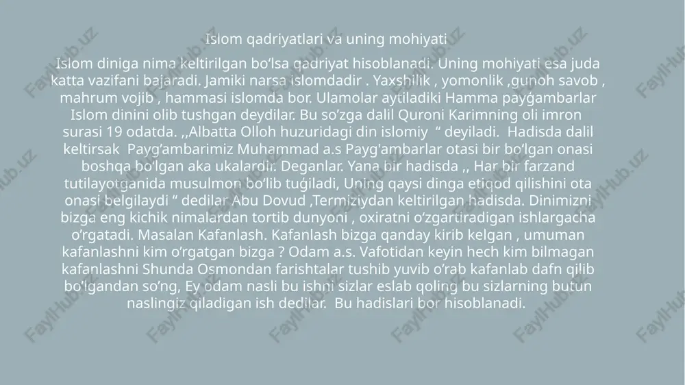 islom qadriyatlari va uning mohiyati — PPTX