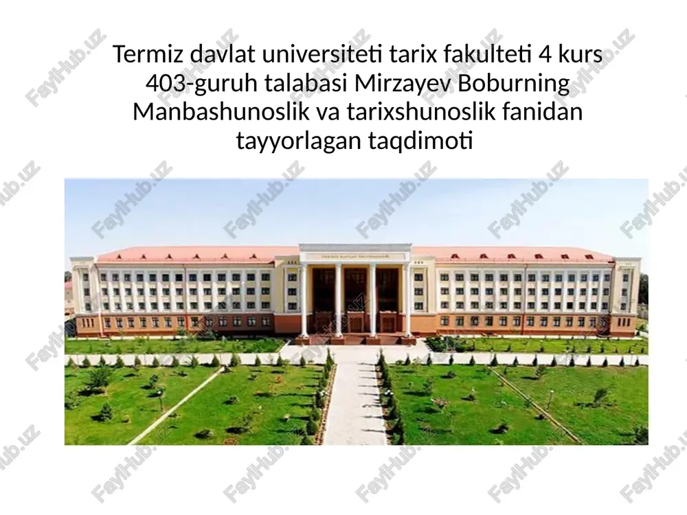 forsiy tilda arab yozuvidan yozilgan dastlabki manbalar — PPTX