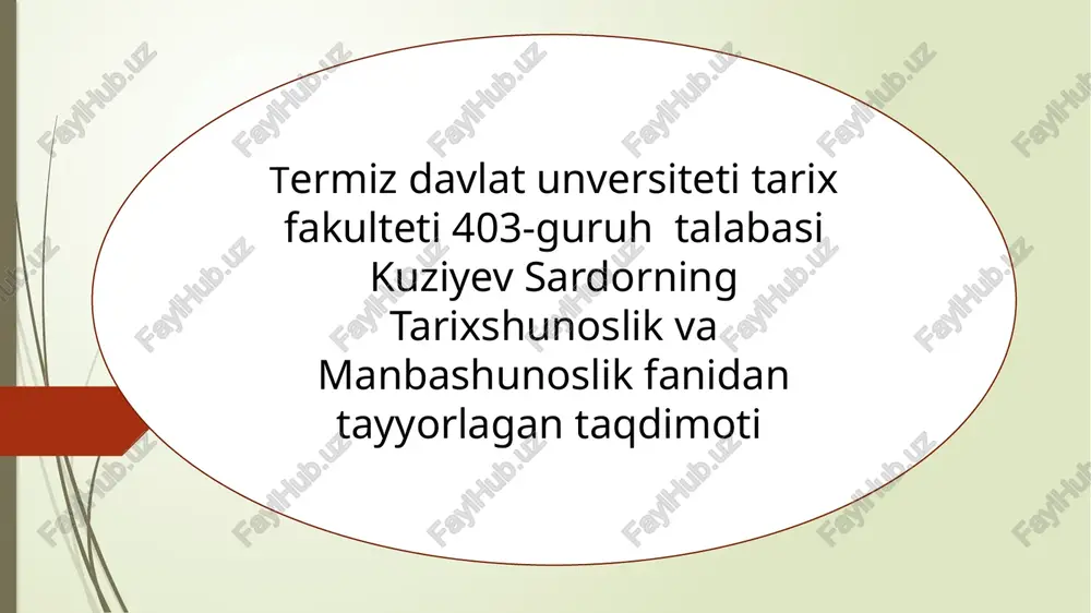 tarixshunoslik fanining maqsad va vazifalari — PPTX