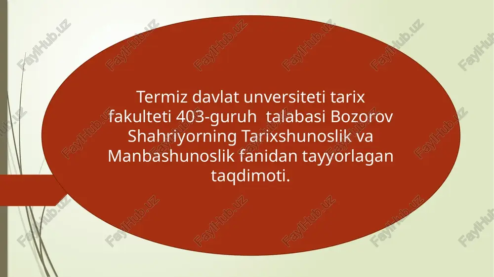 tarixshunoslik fanining maqsad va vazifalari — PPTX