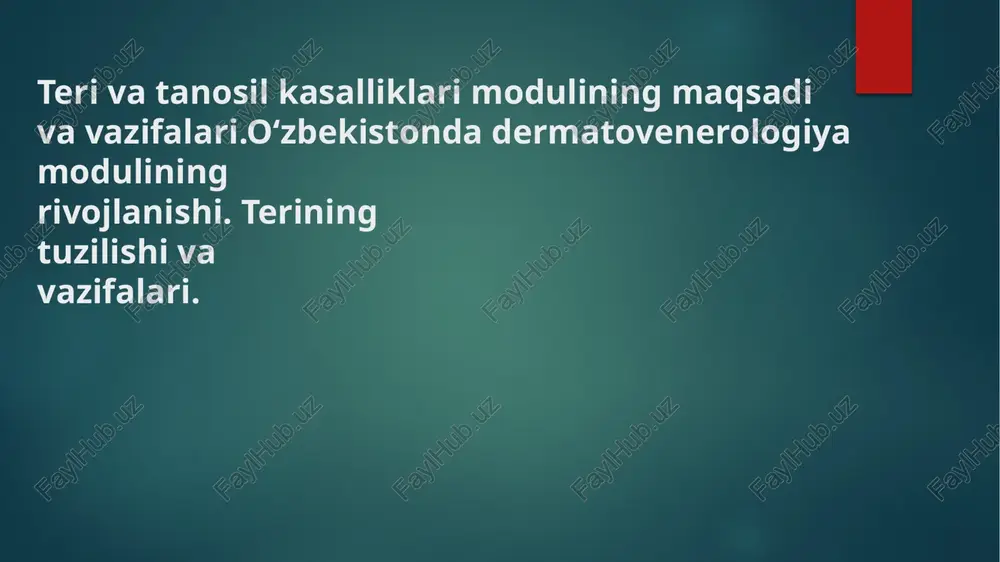 o‘zbekiston dermatovenerologiya moduli — PPTX