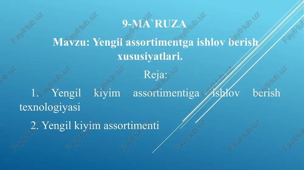 yengilassortimentgaishlovberishxususiyatlari — PPTX