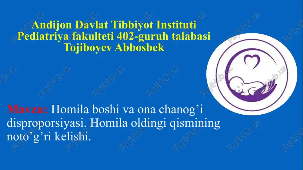 homilaboshi va ona chanoq’idi sproporsiyasi — PPTX