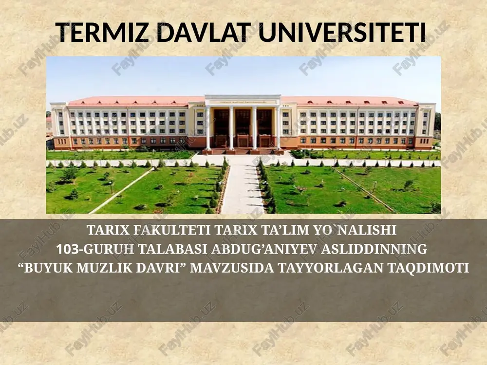 "buyukmuzlik davri" — PPTX