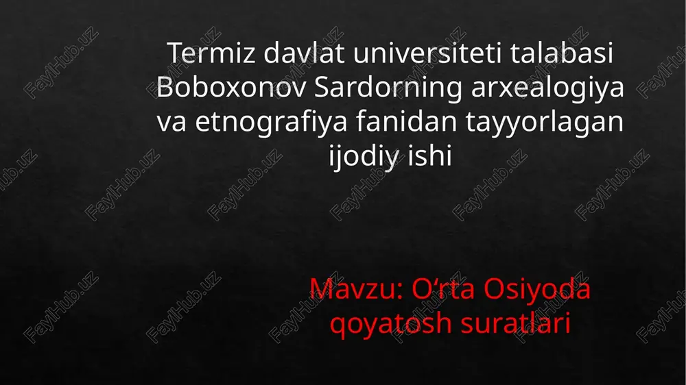 o‘rta osiyoda qoyatoshsuratlari — PPTX