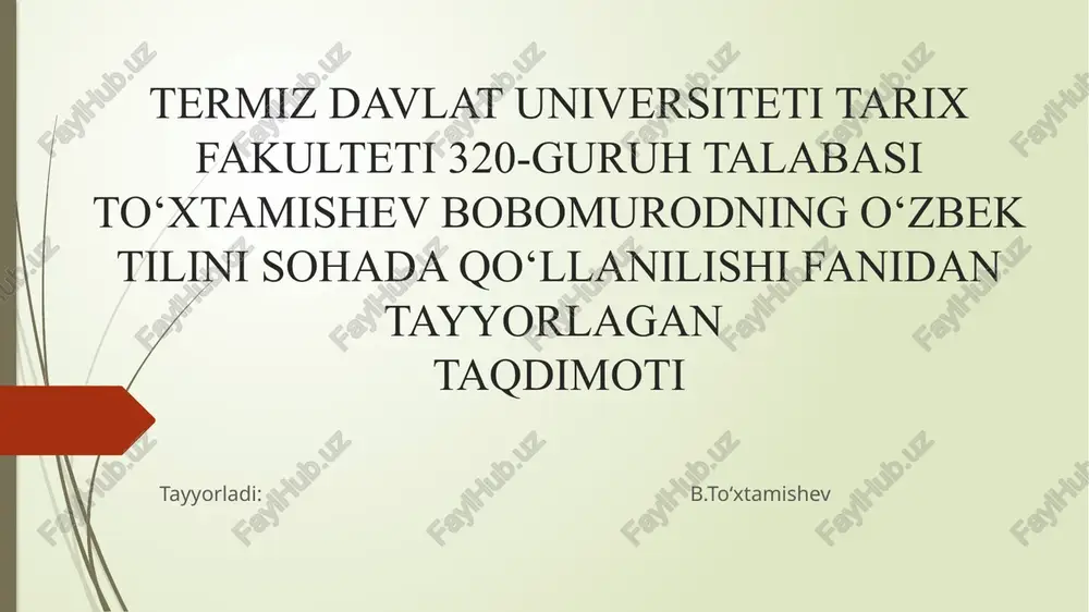o‘zbek tilini sohada qo‘llanilishi — PPTX