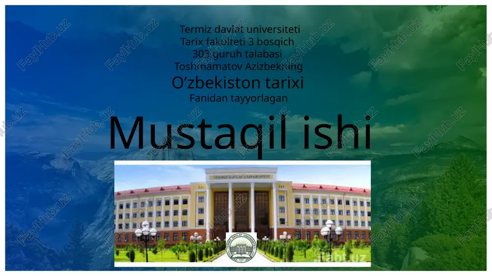 turkiston muhtoriyatining milliy davlatchilikning dastlabki tajribasi — PPTX