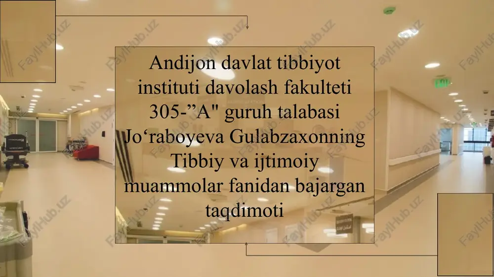 kasallikning tibbiy-ijtimoiy muammolari — PPTX