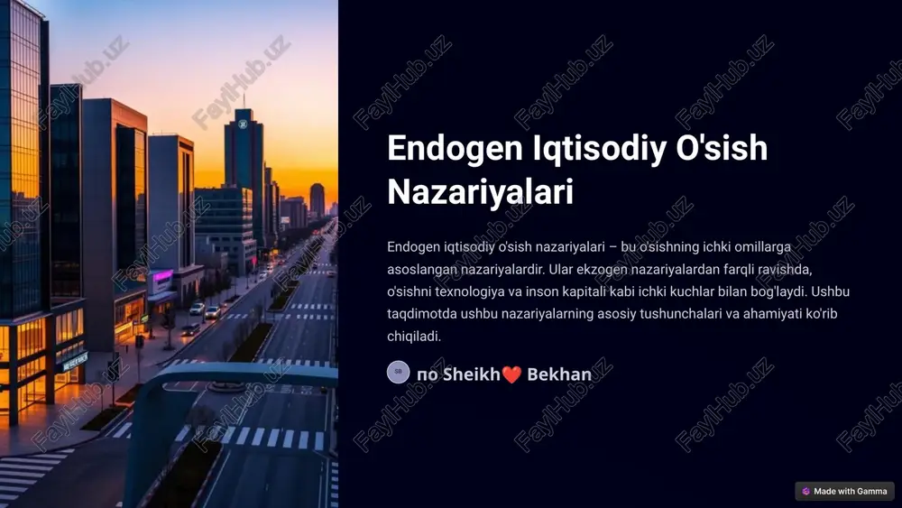 endogen iqtisodiy o'sish nazariyalari — PPTX