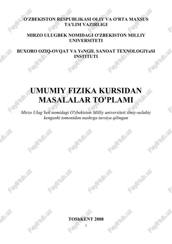 umumiy fizika kursidan masalalar to'plami — DOC