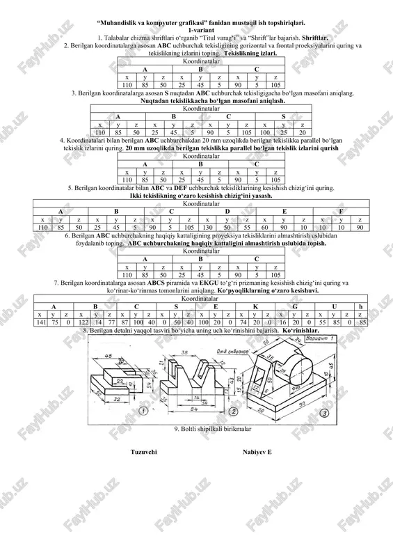 muhandislik va kompyuter grafikasi — DOCX