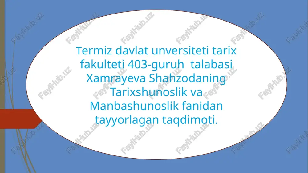 tarixshunoslik fanining maqsad va vazifalari — PPTX