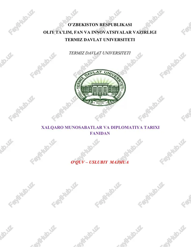 xalqaro munosabatlar va diplomatiya tarixi — DOCX