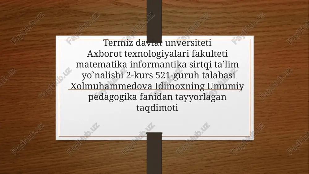 umumi ypedagogika fanidantayyorlaga taqdimot — PPTX