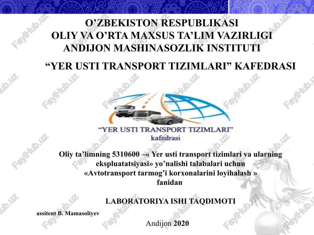 avtotransporttarmog’ikorxonalariniloyihalash — PPTX