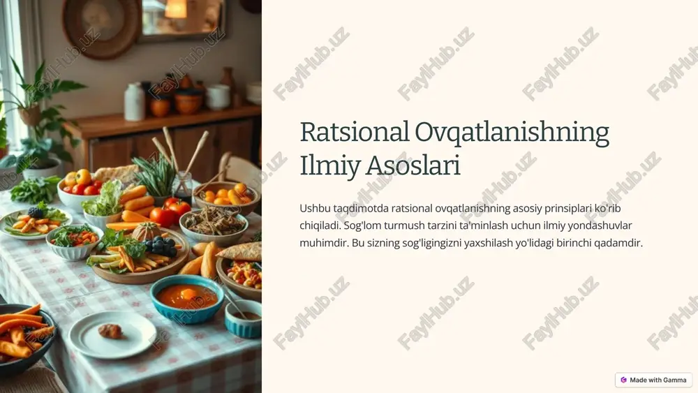 ratsional ovqatlanishning ilmiy asoslari — PPTX
