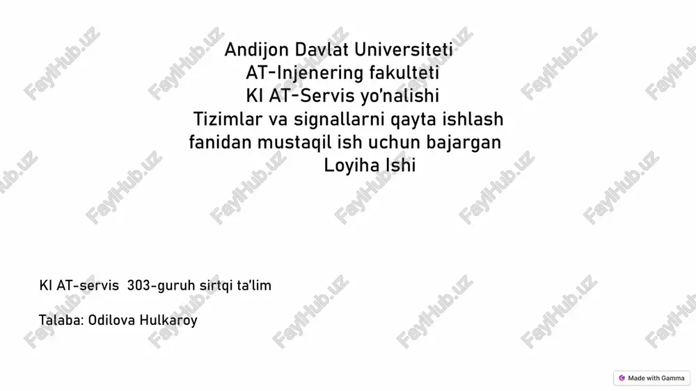 signallarni turlari va ularning parametrlari — PPTX