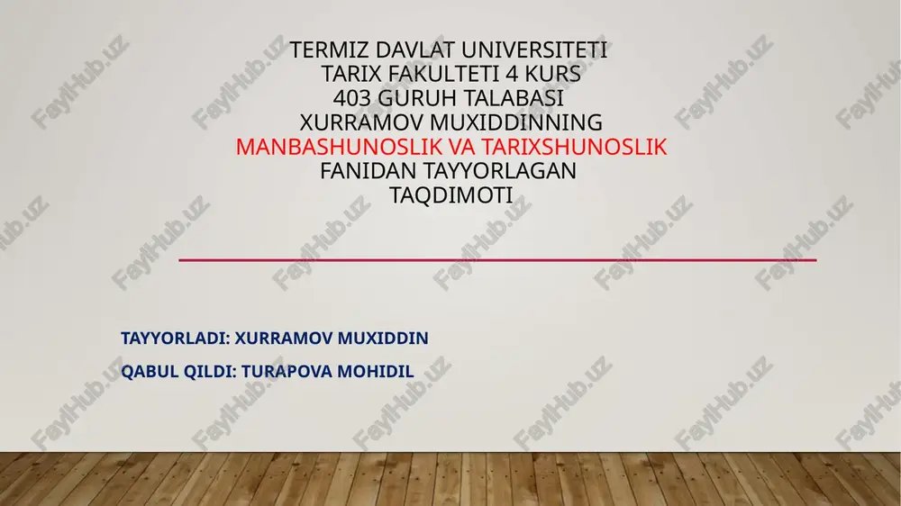 tarixshunoslik fanining vazifasi — PPTX