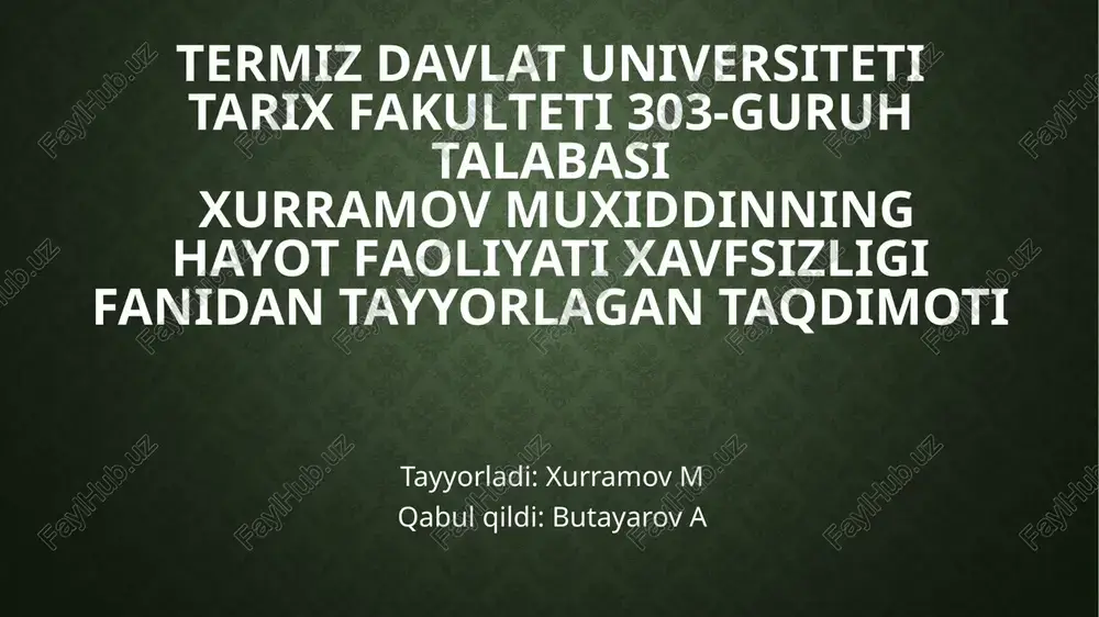 elektrtokidan jarohatlangan kishi — PPTX