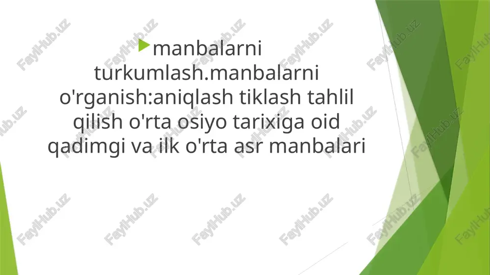 o’rta osiyo tarixiga oid qadimgi va ilk o’rta asr manbalari — PPTX