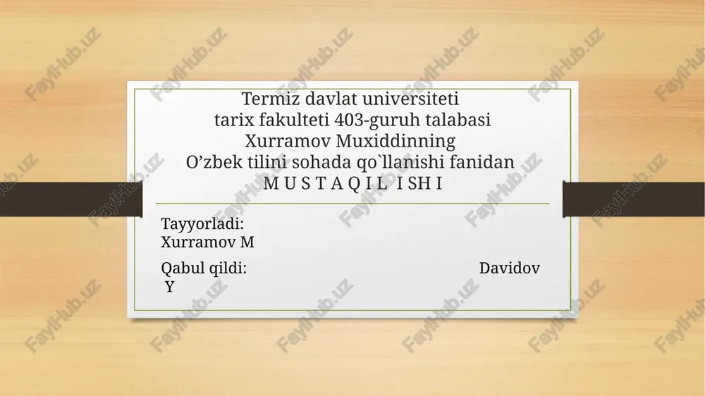 o'zbek tilini sohada qo'llanish — PPTX