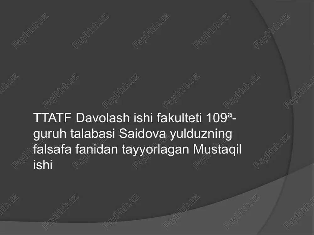 mustaqil ish - falsafiy dunyo qarashning o`z-o`zini anglashdagi roli — PPTX