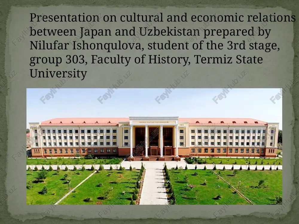 cultural and economic relations between japan and uzbekistan presentation — PPTX