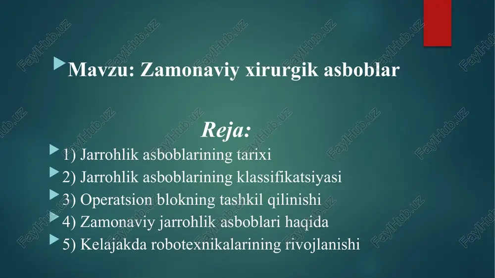 zamonaviy jarrohlik asboblar — PPTX