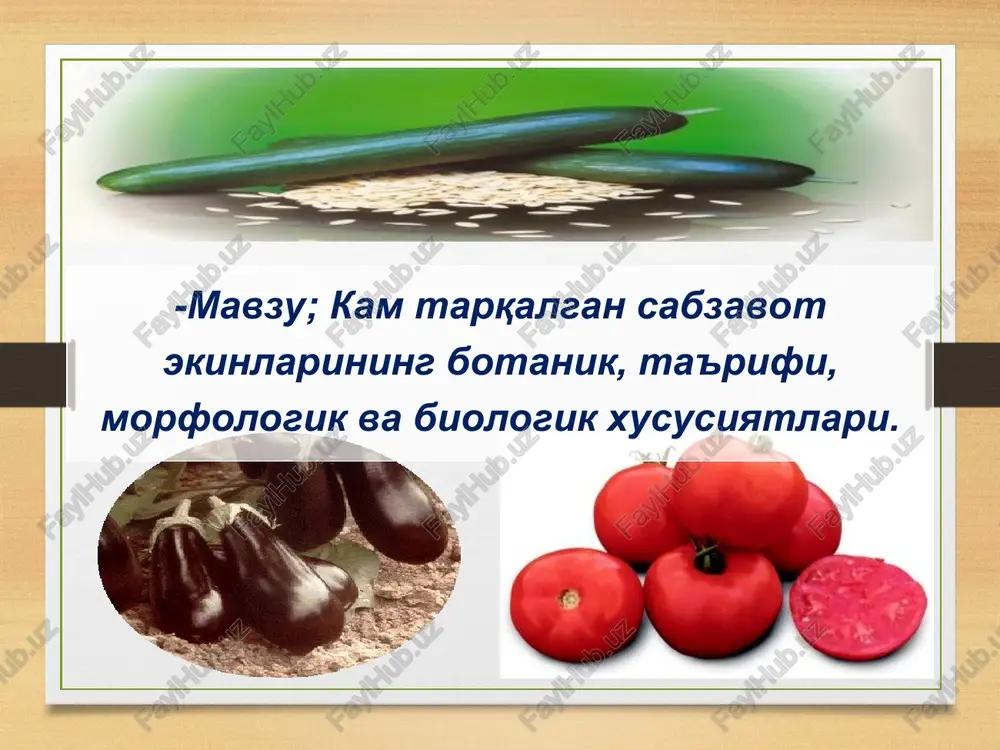 kam tarqalgan sabzavotlar — PPT