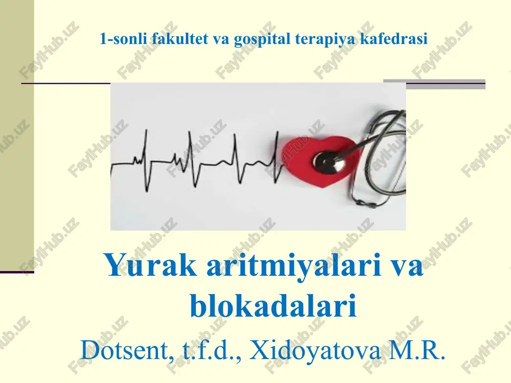 yurak aritmiyalari va blokadalari — PPT