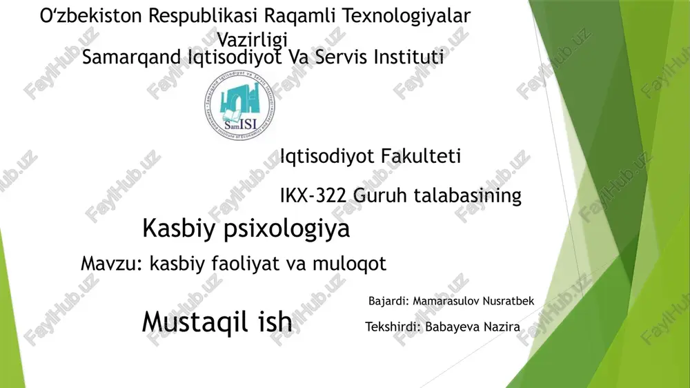 kasbiy faoliyat va muloqot — PPTX