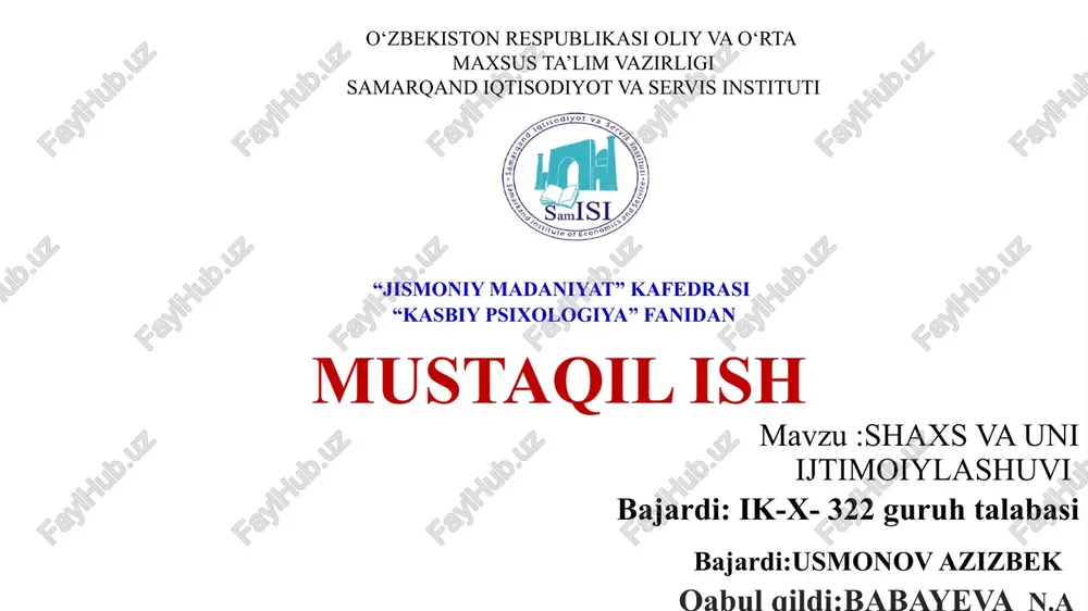 shaxs va uni ijtimoiylashuvi — PPTX
