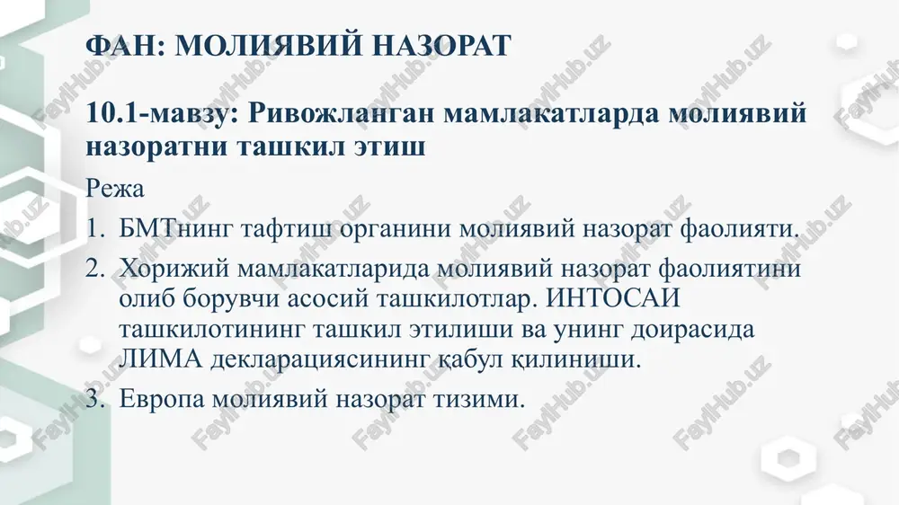 moliyaviy nazorat — PPTX