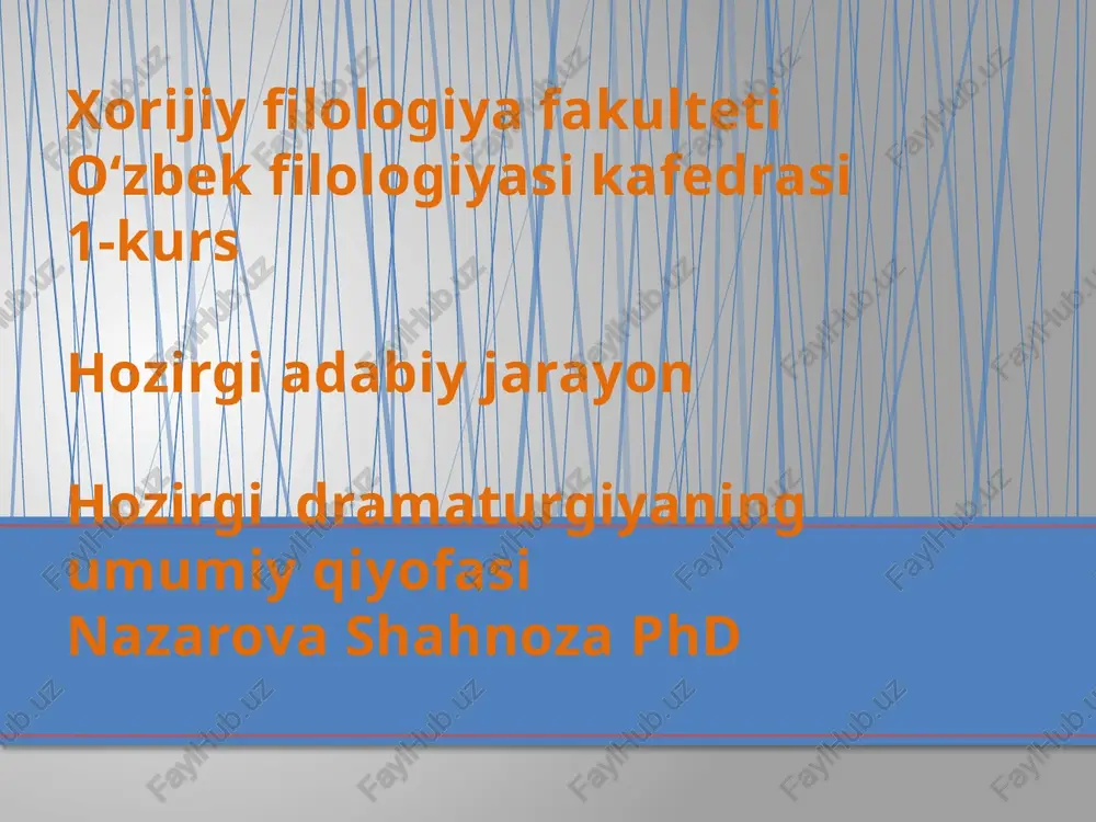 dramaturgiya fanining umumiy qiyofasi — PPTX