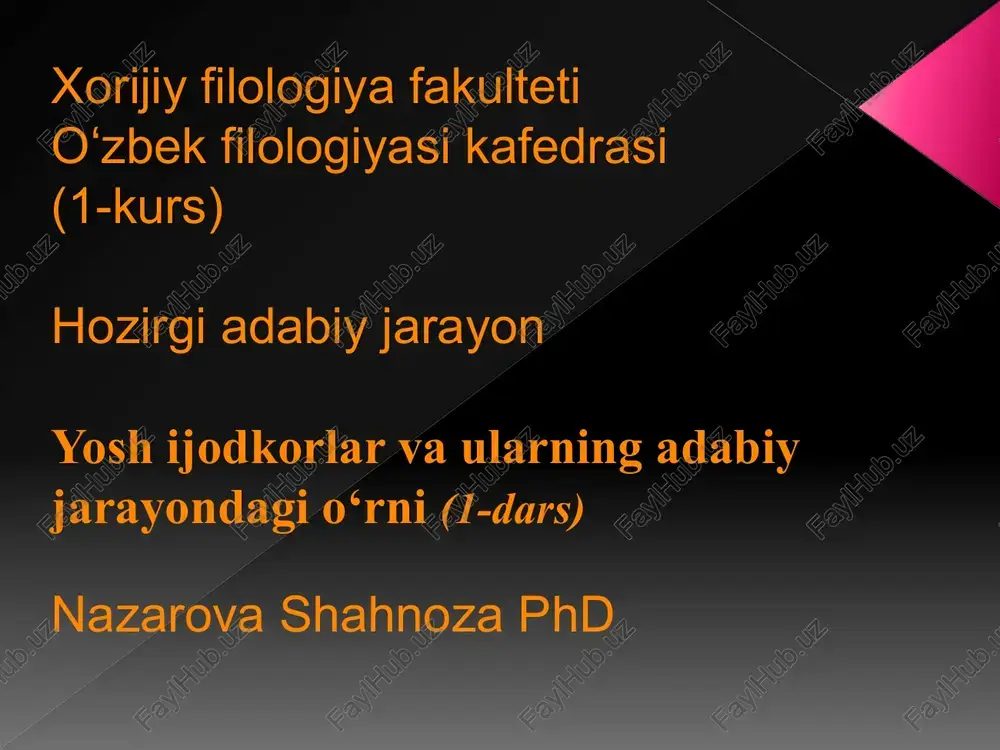 yoshijodkorlar va ularning adabiy jarayon — PPTX