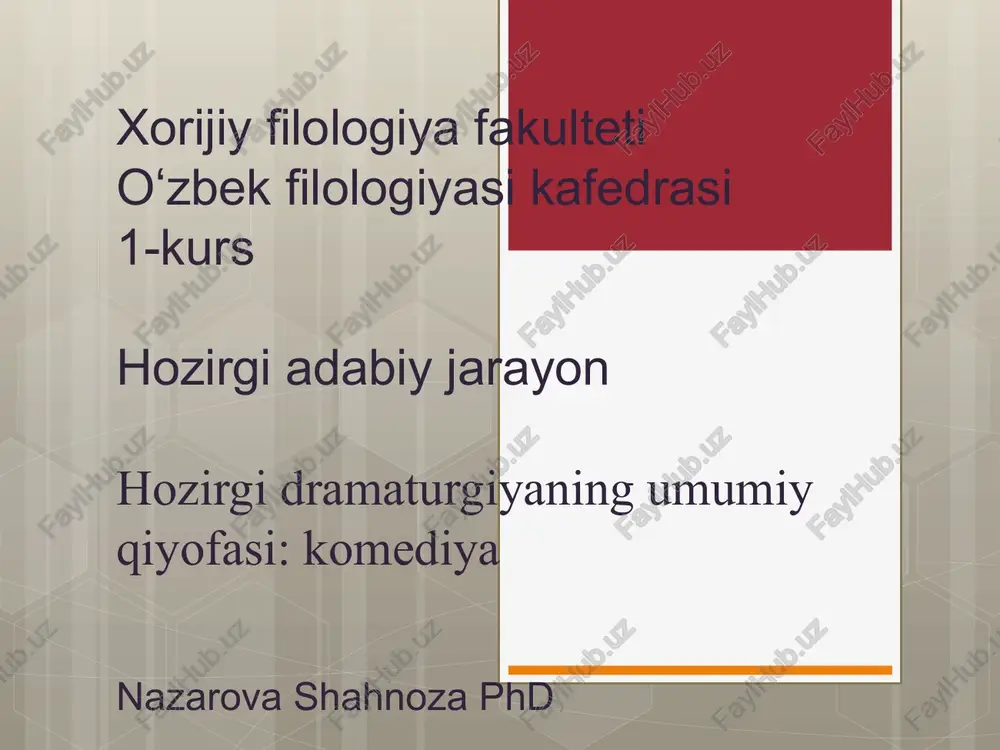 komediyaning umumiy qiyofasi — PPTX