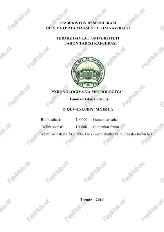 xronologiya va metrologiya — DOCX