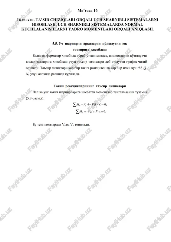 uch sharnirli sistemalar — DOCX