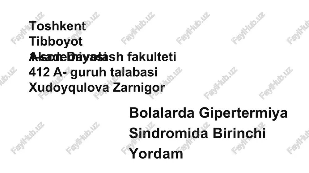 gipertermiya sindromida birinchi yordam — PPTX