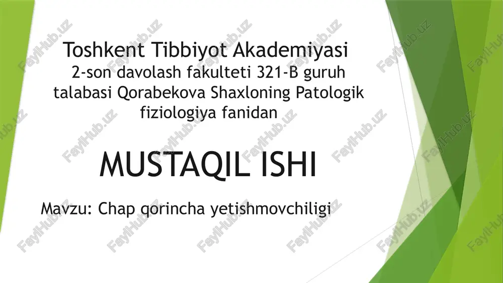 chapqorincha yetishmovchiligi — PPTX