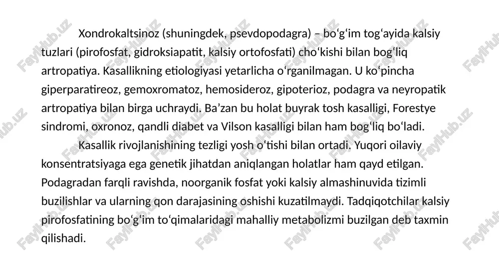 xondrokaltsinoz(shuningdek,psevdopodagra) — PPTX