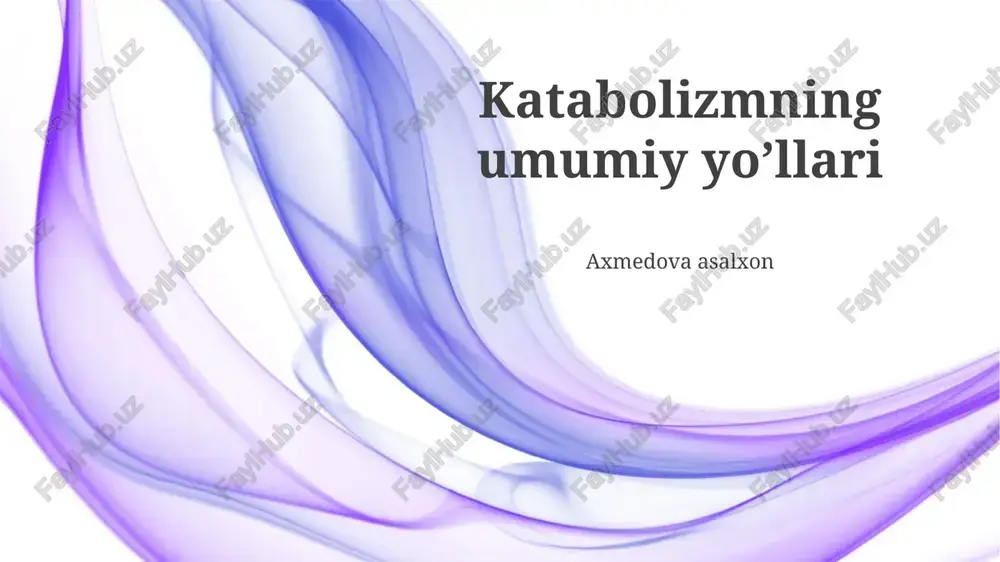 katabolizmning umumiy yo’llari — PPTX