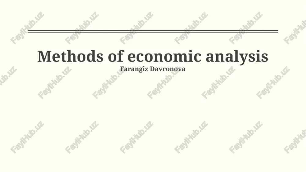 methods of economic analysis — PPTX